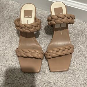 Tan Dolce Vita open toe block heel